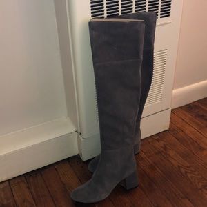 NEVER WORN Clark’s knee high grey suede boots